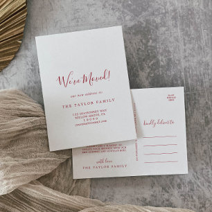 Minimalistisch Red We hebben ons verplaatst Aankondigingskaart