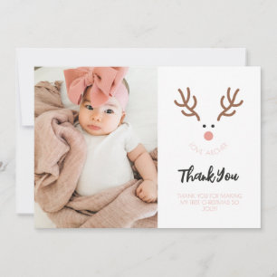 Minimalistisch rendier eerste kerst bedankt feestdagenkaart