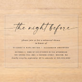 Minimalistisch repetitiediner | Modern transparant Acryl Uitnodigingen (Voorkant)