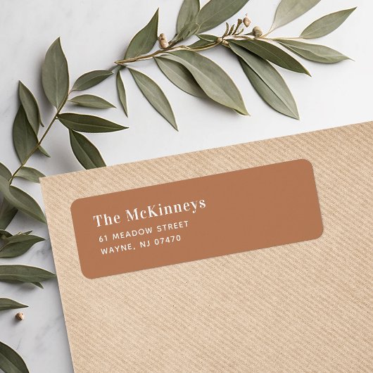 Minimalistisch retouradres roesten etiket