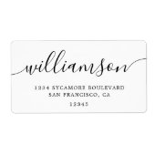 Minimalistisch retouradres van witscriptfamilie etiket (Voorkant)