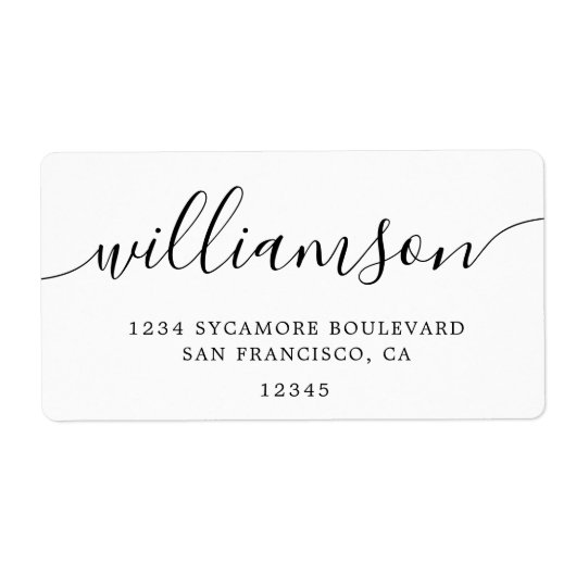 Minimalistisch retouradres van witscriptfamilie etiket (Voorkant)