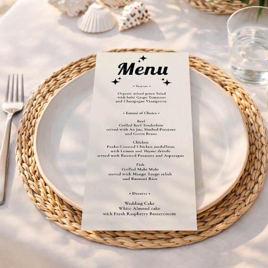 Minimalistisch Retro Bruiloftsmenu Menu