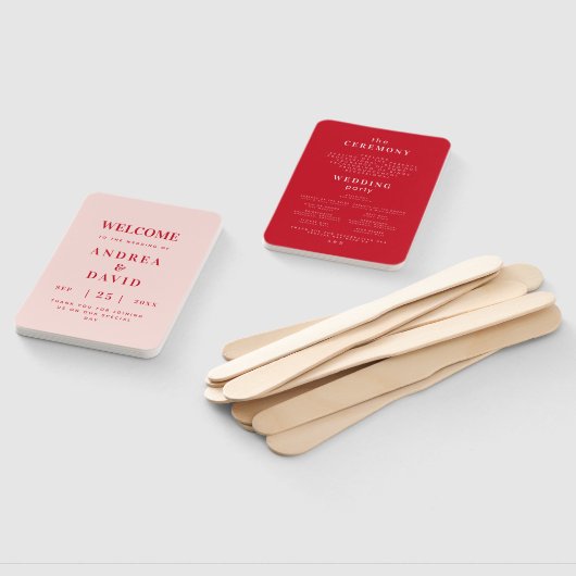 Minimalistisch Retro Bruiloftsprogramma met Vetged Handwaaier (Niet-gemonteerd)