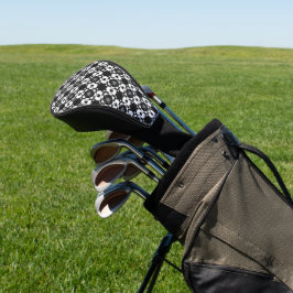 Minimalistisch retro dambordpatroon – Monochroom o Golfheadcover