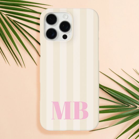 Minimalistisch retro gestreept monogram Case-Mate iPhone case