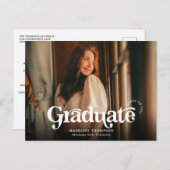 Minimalistisch  Retro Photo Afstuderen Briefkaart (Voorkant / Achterkant)