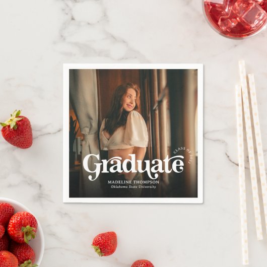 Minimalistisch  Retro Photo Afstuderen Servet (Insitu)