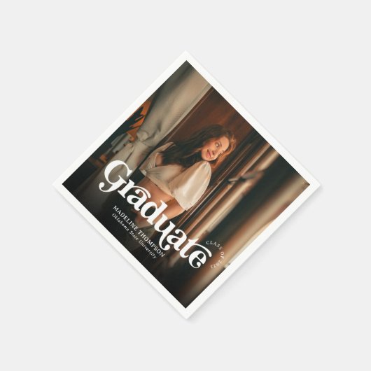 Minimalistisch  Retro Photo Afstuderen Servet (Hoek)