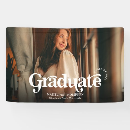 Minimalistisch  Retro Photo Afstuderen Spandoek (Horizontaal)