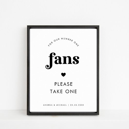 Minimalistisch Retro Script & Hart Fans Trouwbord Poster