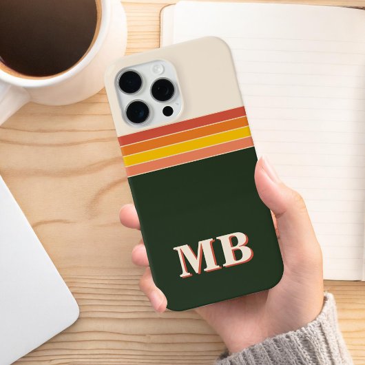 Minimalistisch retro streep Initiaal monogram Case-Mate iPhone Case