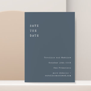 Minimalistisch retro-typemachinefont Donkerblauw Save The Date