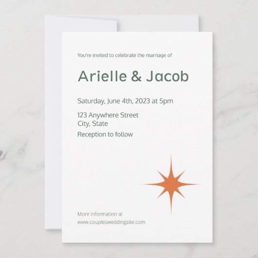 Minimalistisch Retro Wit & Groen Script Bruiloft Kaart (Voorkant)