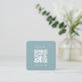 Minimalistisch robuuste blauwe Arch Qr-code RSVP C Informatiekaartje (Staand voorkant)