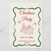 Minimalistisch rood en groen kerstfeest kaart (Voorkant / Achterkant)