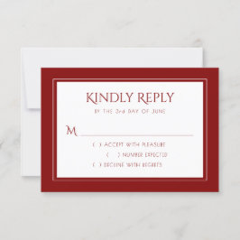 Minimalistisch rood en wit | Eenvoudige moderne mi RSVP Kaartje