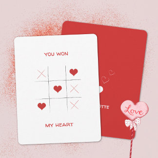 Minimalistisch Rood en Wit tic-tac-toe Valentijns Feestdagenkaart