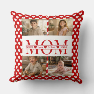 Minimalistisch rood hart mama aangepaste 4-foto aa kussen