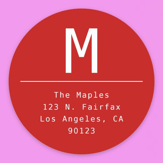 Minimalistisch rood retouradres ronde sticker