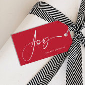 Minimalistisch rood script kerst cadeaulabel