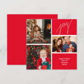 Minimalistisch rood script met foto's met kerstmis feestdagenkaart (Voorkant / Achterkant)