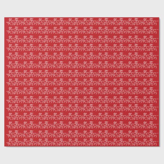 Minimalistisch rood wit Santa's rendier patroon sc Cadeaupapier (Vlak)