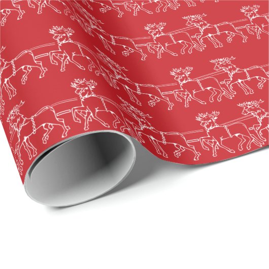 Minimalistisch rood wit Santa's rendier patroon sc Cadeaupapier (Rol Hoek)