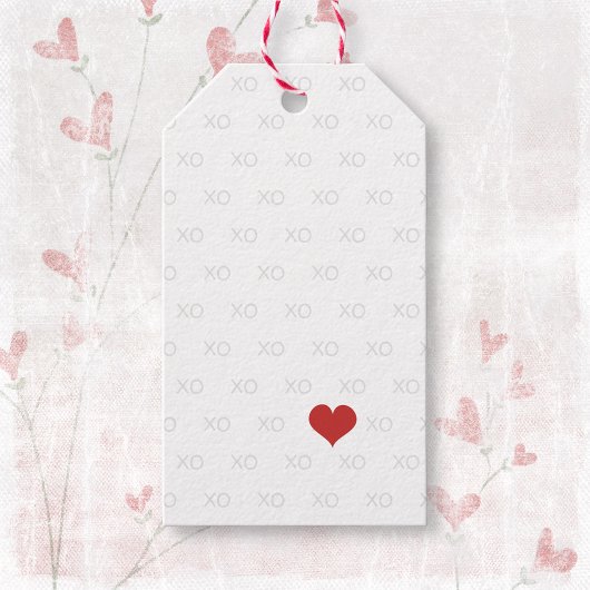 Minimalistisch rood wit XO XO hart Valentijnsdag Cadeaulabel