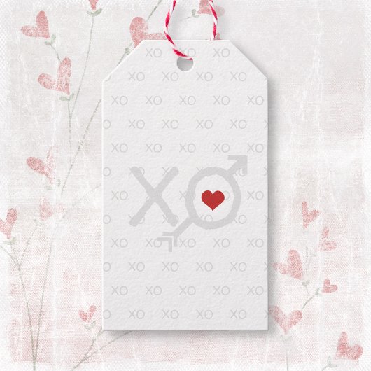 Minimalistisch rood wit XO XO hart Valentijnsdag Cadeaulabel