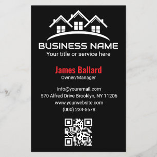 Minimalistisch Rood Zwart Vastgoed Logo Profession Flyer
