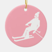 Minimalistisch roodbruin winterroze keramisch ornament (Voorkant)