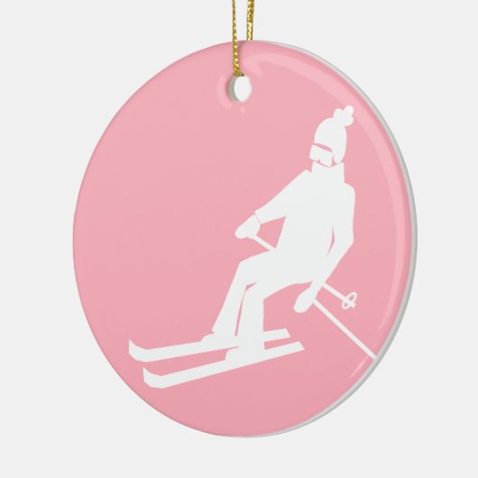 Minimalistisch roodbruin winterroze keramisch ornament (Links)
