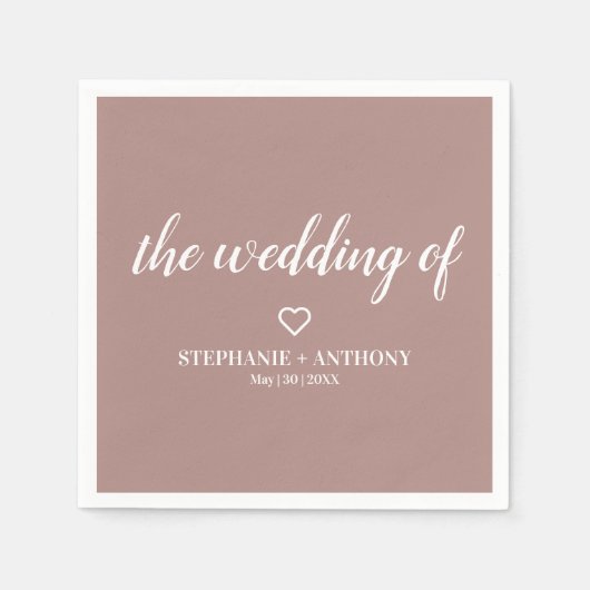 Minimalistisch Roos en wit huwelijk Servet (Voorkant)