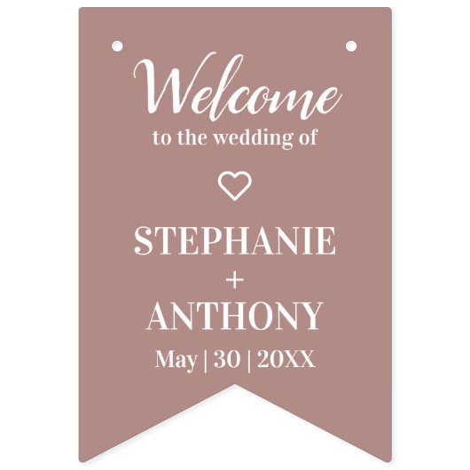 Minimalistisch Roos en wit huwelijk Vlaggetjes (Derde vlag)