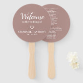 Minimalistisch Roos en witte handband Handwaaier (Voorkant en achterkant)