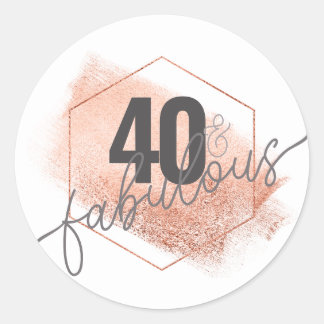 Minimalistisch roos Gold 40-jarig Briefkaart Ronde Sticker