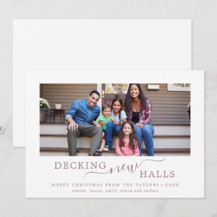 Minimalistisch Roos Gold Decing New Halls Feestdagenkaart