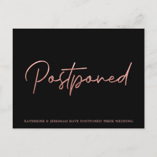 Minimalistisch Roos Gold Foil Wedding Uitstel Briefkaart