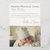 Minimalistisch Roos Gold Foto Baby Aankondiging (Achterkant)