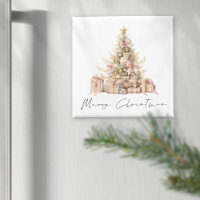 Minimalistisch Roos Gold Script Tree Vrolijk kerst