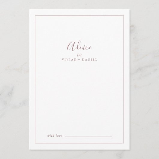 Minimalistisch Roos Gold Wedding Advice Kaart (Voorkant)