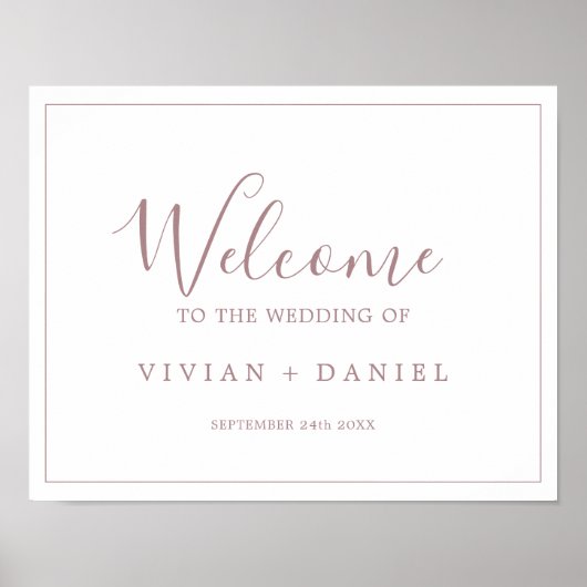 Minimalistisch Roos Gold Wedding Welcome Poster (Voorkant)