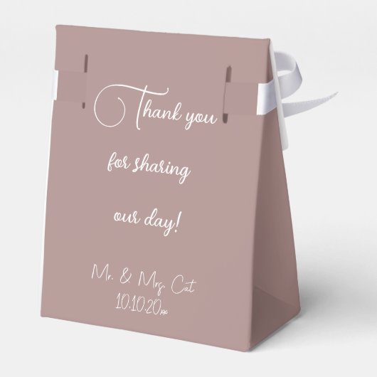 Minimalistisch Roos Goud en Wit Bruiloft Bedankdoosjes (Achterkant)
