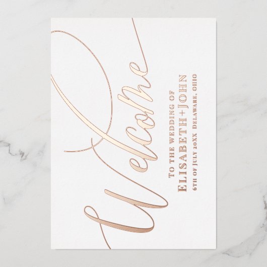  minimalistisch Roos gouden wit bruiloft programma (Voorkant)