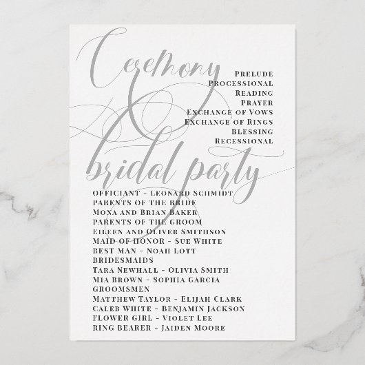 minimalistisch Roos gouden wit bruiloft programma (Achterkant)