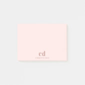 Minimalistisch roos goudmonogram zwart post-it® notes (Voorkant)