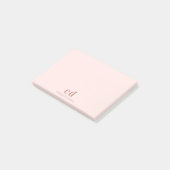Minimalistisch roos goudmonogram zwart post-it® notes (Schuin)