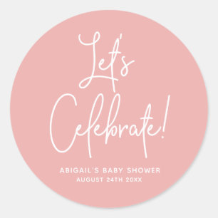 Minimalistisch Roos roze welkomstfeest Ronde Sticker