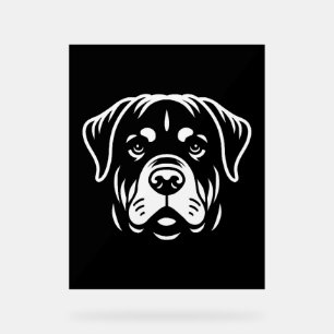 Minimalistisch Rottweiler Face Design – Bold Line  Acryl Bord